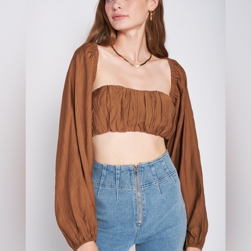 Emory Park Crop Top with Removable Puff Sleeve Bolero